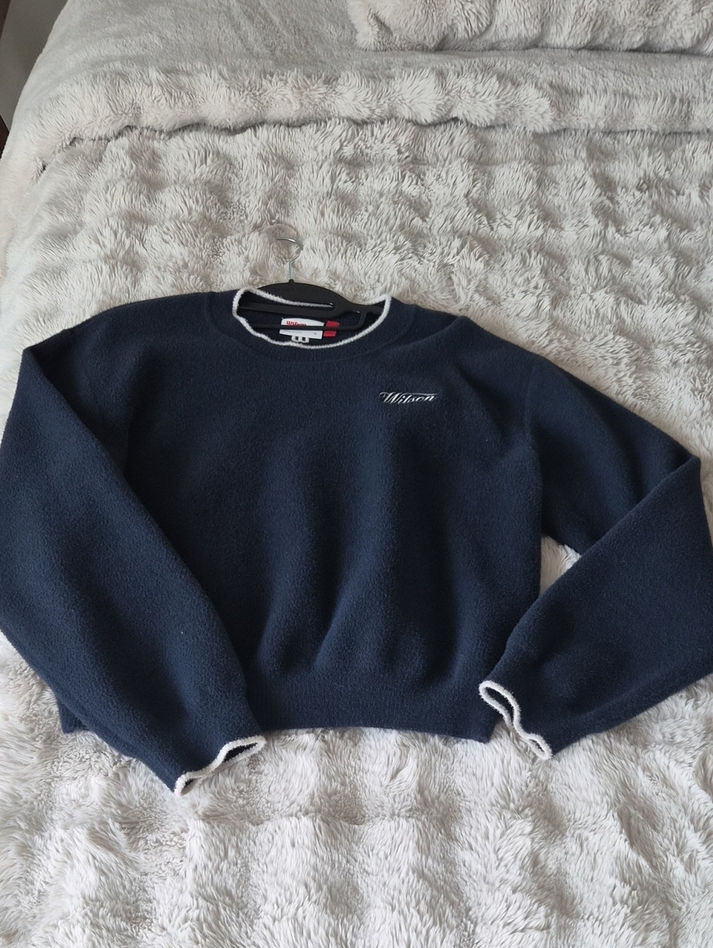 Wilson Navy Crewneck Sweater with White Contrast Trim